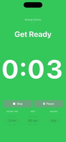 Boxing Chrono active training screen