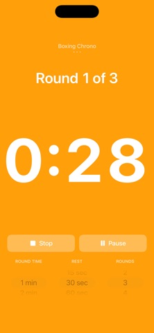 Boxing Chrono training screen